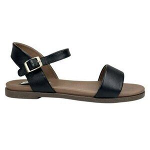 Steve Madden Dina Flat Sandals Black Leather Size 7.5